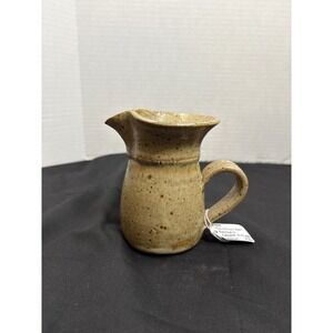 Thistlecroft‎ Pottery Cream Pitcher Signed Vaughn Stewart Handmade Ceramic Tan